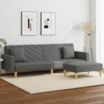 vidaXL Canapea extensibila 2 locuri/perne/taburet, gri închis, textil GartenMobel Dekor (3216259) Canapea
