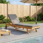 vidaXL Sezlong 100% poliester solid-teak GartenMobel Dekor (42032674)