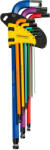 Topmaster Professional Set 9 chei imbus 1.5-10mm cu bila extra lungi COLOR TMP HardWork ToolsRange (390173) Cheie imbus