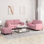 vidaXL Set canapea cu perne, 3 piese, roz, catifea GartenMobel Dekor (3202007) Canapea