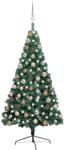 vidaXL Brad Craciun artificial pre-iluminat set globuri verde 120 cm GartenMobel Dekor (3077563)