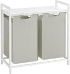 Vasagle Cos de rufe dublu VASAGLE cu raft, 2 saci detasabili, 92L, alb (EZ-BLH201W01)