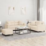 vidaXL Set de canapele cu perne, 3 piese, bej, microfibra GartenMobel Dekor (3202337) Canapea