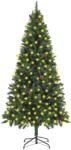 vidaXL Brad Craciun artificial pre-iluminat globuri/conuri pin 210 cm GartenMobel Dekor (3077745)