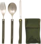 MFH Set tacamuri pliabile pentru camping din otel inoxidabil, cu husa MFH (33573) Tacam