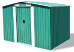 Hessa Magazie Sopron de Gradina, 257x205x178cm, Metalica, Usi Glisante, 4 Guri Aerisire, Culoare Verde (42910)