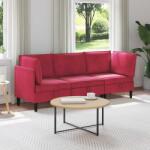 vidaXL Set de mobilier pentru living cu perna 3 pcs Rosu Vin Catifea GartenMobel Dekor (3413748)