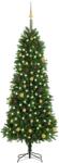 vidaXL Brad Craciun pre-iluminat artificial set globuri verde 240 cm GartenMobel Dekor (3077557)