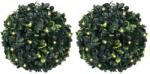vidaXL Mingi artificiale din lemn de cimis cu lumini LED 2 buc Verde GartenMobel Dekor (3335895)