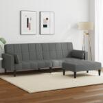 vidaXL Canapea extensibila cu taburet, 2 locuri, gri închis, textil GartenMobel Dekor (3258124) Canapea