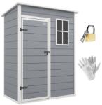ART Casuta/magazie de gradina pentru depozitare unelte, aluminiu si PP, cu manusi, lacat si chei, gri, 151x92x193 cm GartenVIP DiyLine (AR211007)