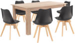 Leziter Set masa cu 6 scaune Leziter Lola 6+1, negru cu stejar Sonoma, 160x90 cm (LYET160ST_DA232AB_6)