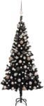 vidaXL Brad Craciun pre-iluminat cu set globuri, negru, 150 cm, PVC GartenMobel Dekor (3077589)