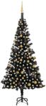 vidaXL Brad Craciun pre-iluminat cu set globuri, negru, 240 cm, PVC GartenMobel Dekor (3077506)