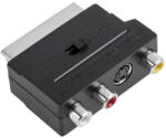  Adaptor Scart la 3 RCA + S-Video (SVHS), cu comutator IN/OUT (ZLA0352)