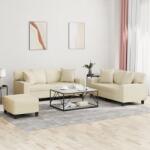 vidaXL Set de canapele cu perne, 3 piese, crem, piele ecologica GartenMobel Dekor (3201930) Canapea