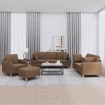 vidaXL Set de canapele cu perne, 4 piese, maro, textil GartenMobel Dekor (3202081) Canapea