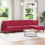 vidaXL Set de mobilier pentru living cu perna 5 pcs Rosu Vin Catifea GartenMobel Dekor (3413751)