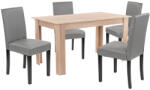 Leziter Set masa cu 4 scaune Leziter Leon, stejar Sonoma si gri, 140x80 cm (LYET140ST_LKE-GR_4)