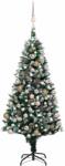vidaXL Brad Craciun artificial cu LED-uri/globuri/conuri pin 150 cm GartenMobel Dekor (3077616)