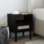 vidaXL Noptiera SENJA, aspect ratan negru, 40x35x48 cm, lemn masiv pin GartenMobel Dekor (358012)