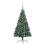 vidaXL Jumatate brad Craciun pre-iluminat cu set globuri verde 150 cm GartenMobel Dekor (3077564)