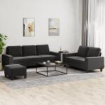vidaXL Set de canapele, 3 piese, negru, textil GartenMobel Dekor (3201910) Canapea