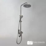 Korman Technik Coloana de dus din inox Gun Grey, 4 functii, cu palarie OD3902 pentru baie (AT1CT-D1OC-RS1S-OD3902)