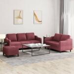 vidaXL Set canapea cu perne, 3 piese, rosu vin, material textil GartenMobel Dekor (3201848) Canapea