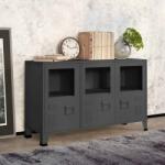 vidaXL Servanta industriala, antracit, 105x35x62 cm, metal si sticla GartenMobel Dekor (339610) Comoda