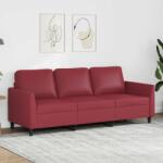 vidaXL Canapea cu 3 locuri, rosu vin, 180 cm, piele ecologica GartenMobel Dekor (359341) Canapea