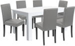 Leziter Set masa dining Leziter Leon 6+1 cu 6 scaune, alb-gri, pentru 6 persoane (LYET160F_LKE-GR_6)