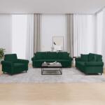 vidaXL Set canapea cu perne, 3 piese, verde închis, catifea GartenMobel Dekor (3202192) Canapea