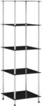 vidaXL Raft cu 5 niveluri, negru, 40 x 40 x 130 cm, sticla securizata GartenMobel Dekor (249511) Biblioteca