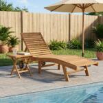 vidaXL Sezlong 2 pcs Maro Lemn solid de tec GartenMobel Dekor (42032682)