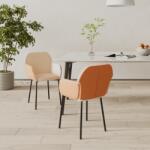 vidaXL Scaune de bucatarie, 2 buc. , crem, textil si piele ecologica GartenMobel Dekor (344750)