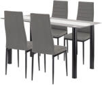 Leziter Set dining Leziter Denton 4+1 gri-negru, masa sticla 140x80 cm (LUA140B_DA258GB_4)