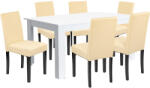 Leziter Set masa cu 6 scaune Leziter Leon alb-bej, 160x90 cm, piele ECO (LYET160F_LKE-BE_6)