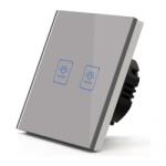 Techstar Intrerupator Touch Techstar® TG02, Sticla Securizata, Design Modern, Iluminare LED, 2 Faze, Gri (SKU2246)