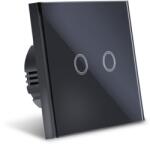 Techstar Intrerupator Touch Techstar®, Sticla Securizata, Design Modern, Iluminare LED, 2 Faze, Negru (SKU1620)
