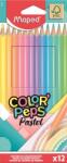 Maped Комплект цветни моливи, триъгълни, MAPED "ColorPeps Pastel", 12 различни пастелни цвята 832069FC (832069FC)
