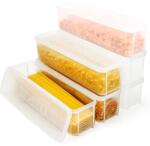 Belle Vous, Set 6 cutii alimentare, Belle Vous, 1300 ml, capace etanse, din plastic, fara BPA, design modular, 30 x 8, 5 x 7, 5 cm, Transparent (5061014881516)