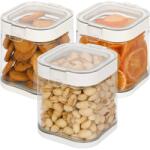 Belle Vous Set 3 cutii alimentare, Belle Vous, cu inchidere ermetica, 900 ml, din sticla, 10, 5 x 10, 5 x 12, 5 cm, Transparent (5061014883206)