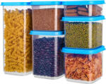 Belle Vous Set 6 recipiente alimentare, Belle Vous, din plastic fara BPA, 300 ml-1800 ml, capace etanse, potrivit pentru congelator/microunde/masina de spalat vase, Transparent (5061014884890)