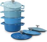 Navaris Set 4 Mini Oale din fonta Navaris, 10.5 cm, 290 ml, pentru cuptor si plita, albastru, 49079.04. 02 (8260001000106)