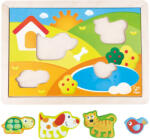 Hape E1601 kirakós játék Toló kirakó játék 12 db Állatok (1088E1601A)