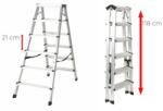 Ztrust scara dubla 2 x 6 trepte | 1, 18 m | Aluminiu (HL1206)