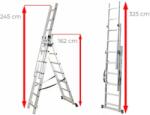 Ztrust scara multifunctionala cu 3 segmente 3 x 6 trepte | 3, 25 m | Aluminiu (TL306)