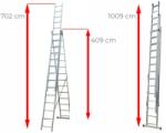 Ztrust scara multifunctionala cu 3 segmente 3 x 15 trepte | 10, 09 m | Aluminiu (TL315)