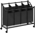 Brius Cos de rufe mobil cu 4 saci detasabili cu manere, 180 litri, cadru metalic, 105x39x81 cm, negru (EZ-RLS103B01)